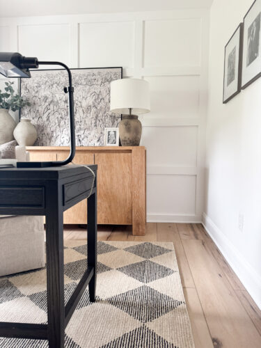 Small home office design, neutral home office #marlydiceblog