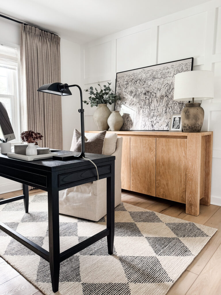 Small home office design, neutral home office #marlydiceblog