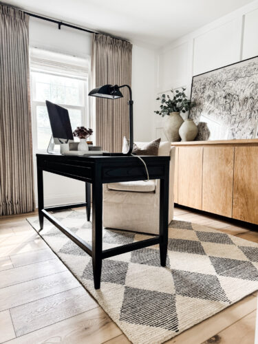 Small home office design, neutral home office #marlydiceblog