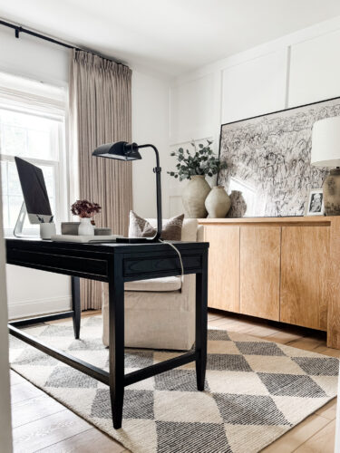 Small home office design, neutral home office #marlydiceblog