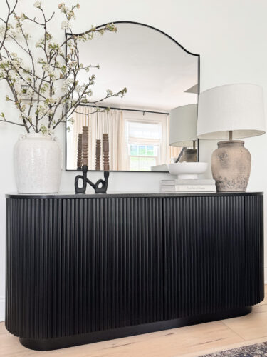 How to style a sideboard! Sophisticated and neutral sideboard styling #marlydiceblog