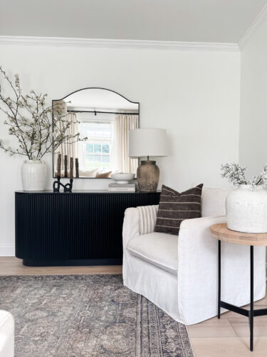 How to style a sideboard! Sophisticated and neutral sideboard styling #marlydiceblog