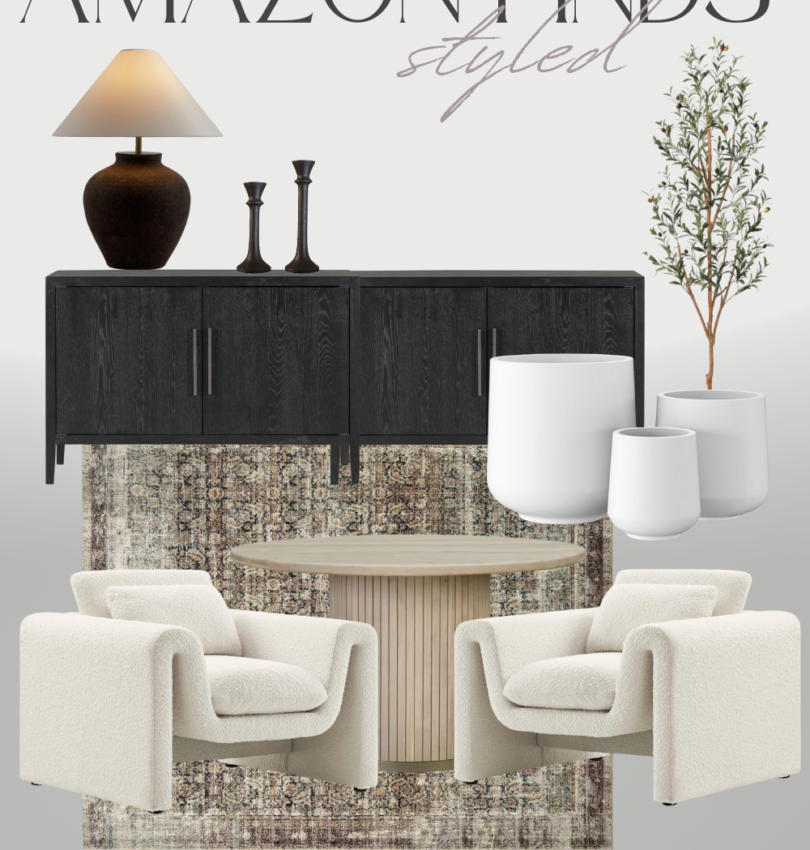 Currently loving these amazing Amazon living room finds! Styled Amazon mood board #marlydiceblog