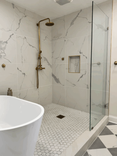These large bathroom tiles are incredible!